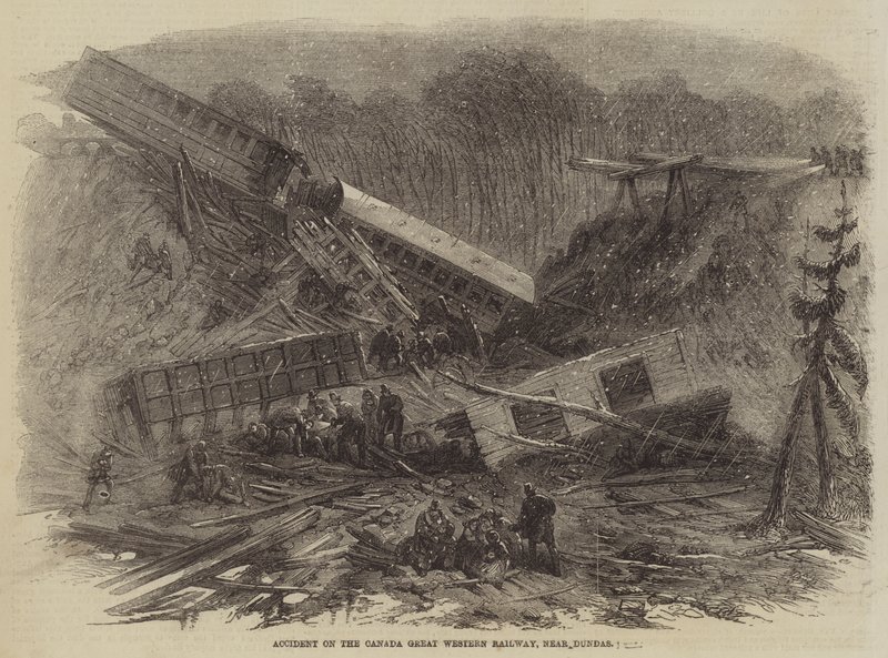 Accident on the Canada Great Western Railway, near Dundas (engraving) 作者 英语学校