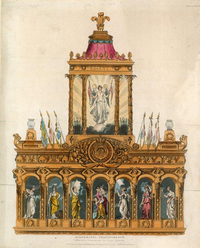 Ackermanns透明度，为纪念和平而展出，1814年6月 作者 英语学校