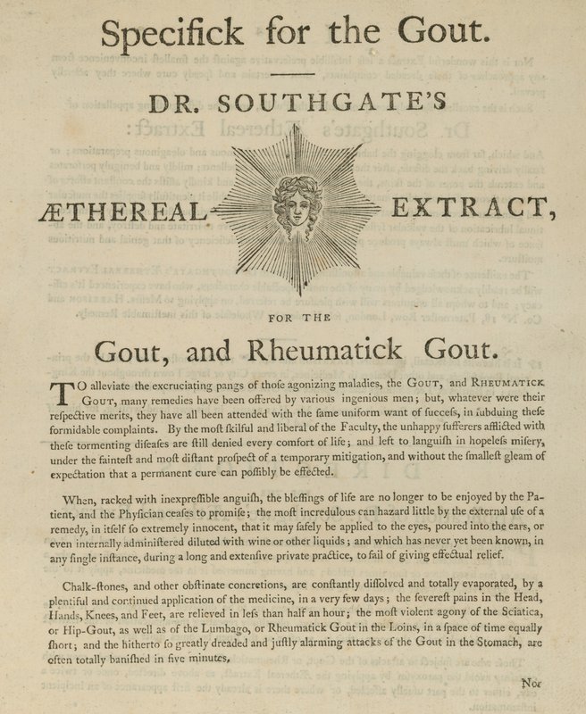 Southgates博士的广告Aethereal提取物痛风和风湿痛风 作者 英语学校