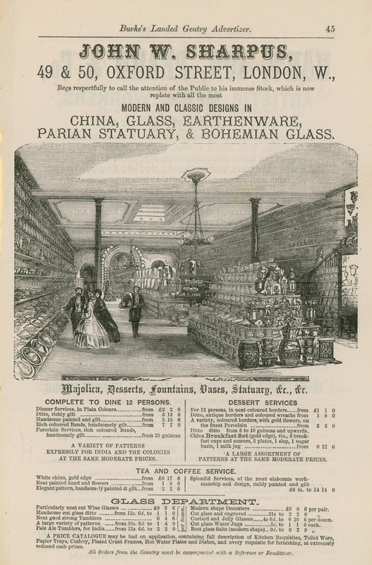 John W Sharpus广告，中国现代和经典设计，玻璃，陶器，parian雕像和波西米亚玻璃 作者 英语学校