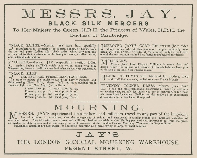 Messrs Jay，伦敦将军哀悼仓库，摄政街的广告 作者 英语学校