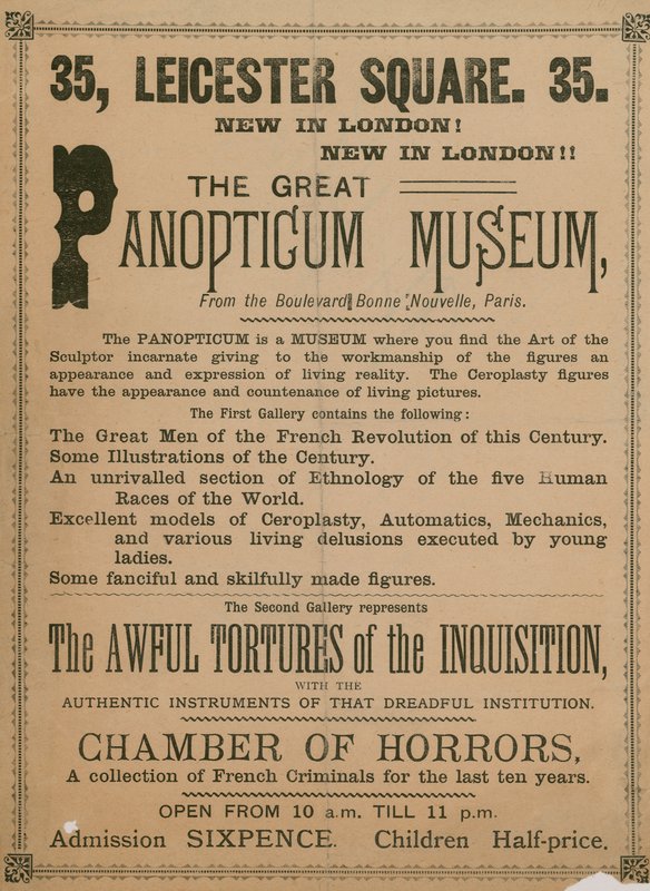 广告为Great Panopticum博物馆，35莱斯特广场，伦敦，1854年 作者 英语学校