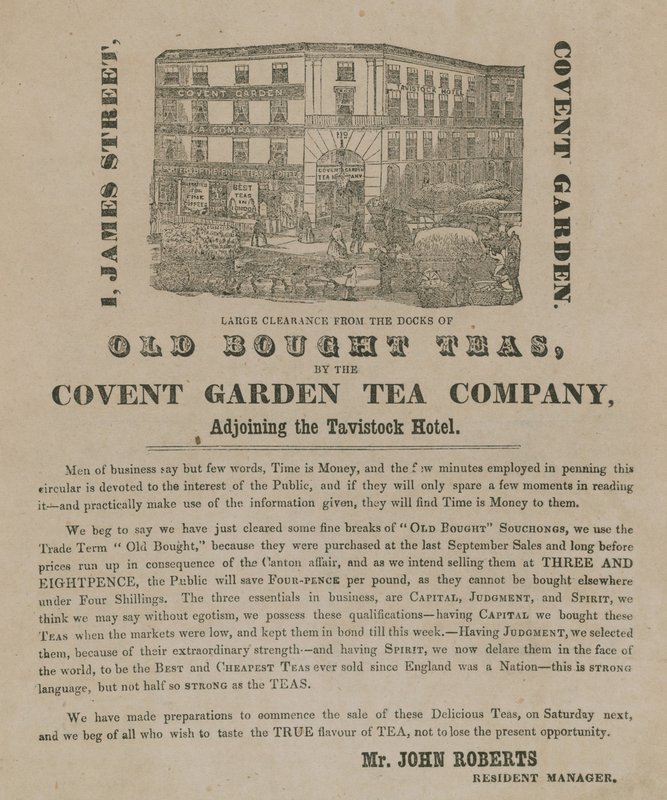 来自考文特花园茶叶公司的旧买茶的广告 作者 英语学校