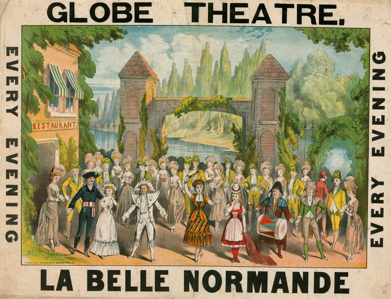 广告为伦敦环球剧院，为La Belle Normande 作者 英语学校