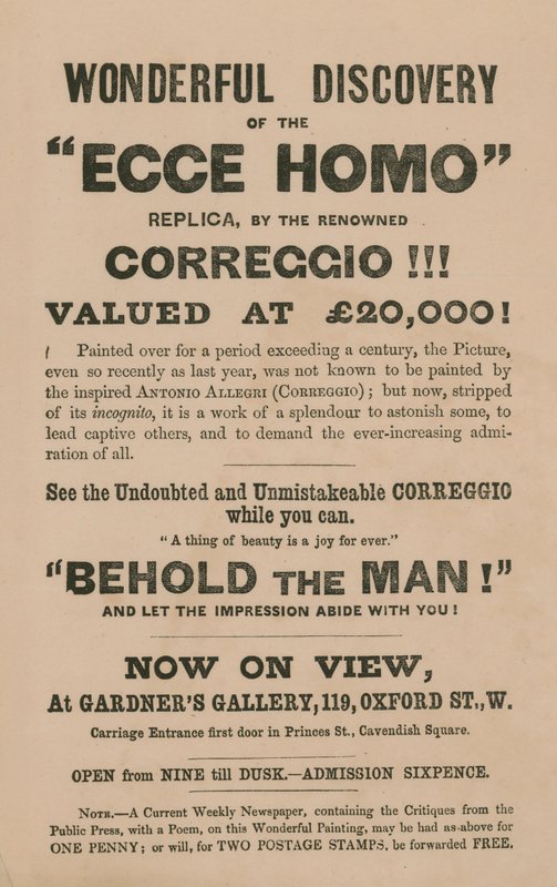 广告为由Correggio（Antonio Allegri）绘制的Ecce Homo复制品的展览 作者 英语学校