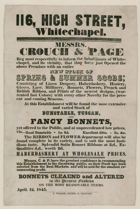 Crouch and Page，116 High Street，Whitechapel的广告 作者 英语学校