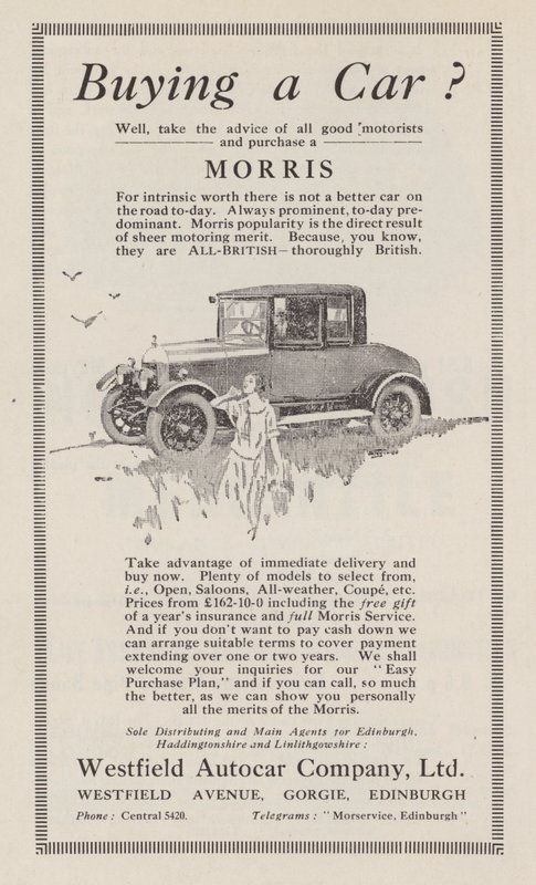 1926年莫里斯（Morris）汽车的广告 作者 英语学校