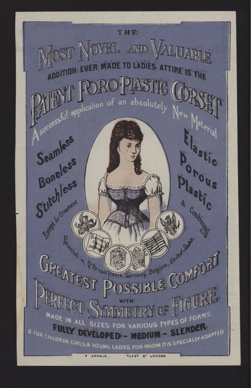 Advertisement for the patent Poro-Plastic corset (colour litho) 作者 英语学校