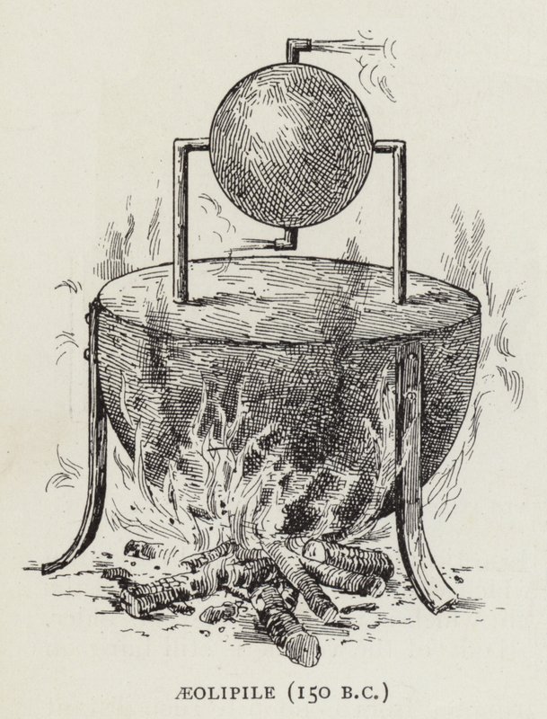 Aeolipile(公元前150年)(石版画) 作者 英语学校