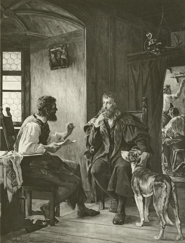 Albert Durer访问Hans Sachs（雕刻） 作者 英语学校
