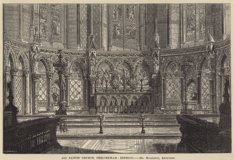 切尔滕纳姆所有圣徒教堂，Reredos（雕刻）。 作者 英语学校