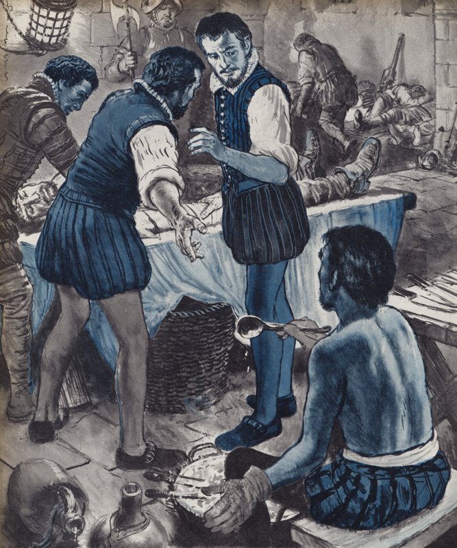 Ambroise Pare，军医，当石油耗尽时（石版画） 作者 英语学校