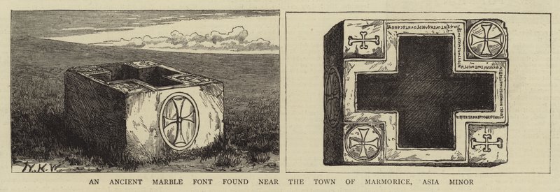 An Ancient Marble Font found near the Town of Marmorice, Asia Minor (engraving) 作者 英语学校