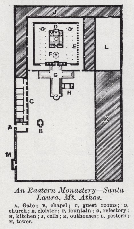 东方修道院，圣劳拉，阿陀斯山（石版画） 作者 英语学校