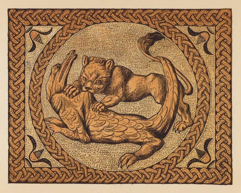 古罗马：狮子和鳄鱼（彩色石版画） 作者 英语学校