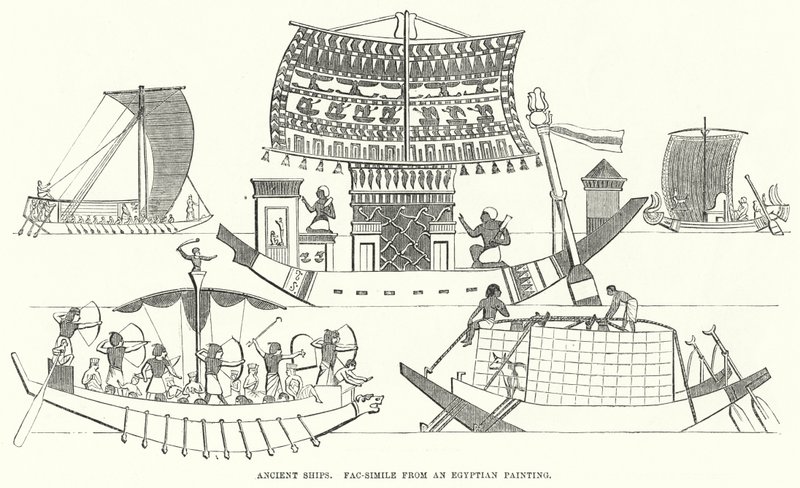 古船，来自埃及绘画的传真（雕刻） 作者 英语学校