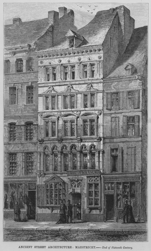 古代街道建筑，Maestricht（雕刻）。 作者 英语学校