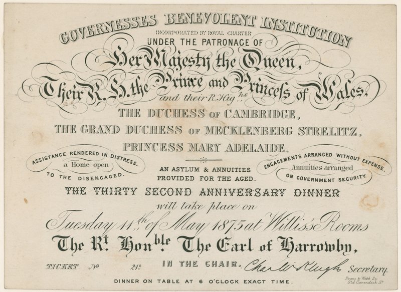 1875年Governesses Benevolent Institution周年晚宴 作者 英语学校
