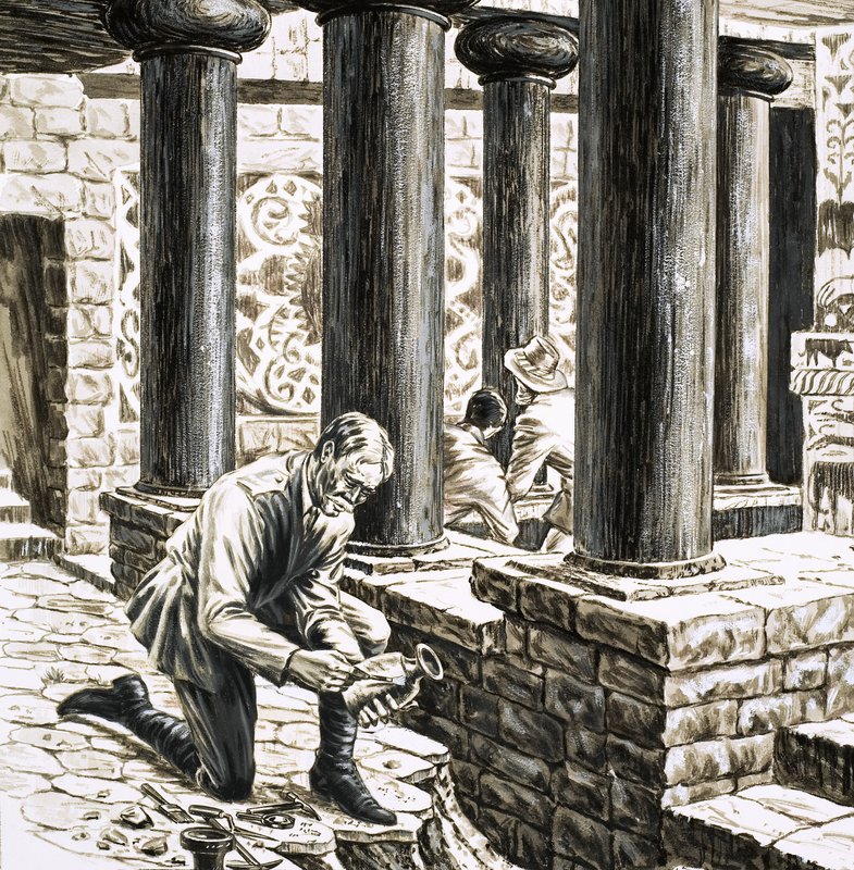 亚瑟·埃文斯在克诺索斯探索古代米诺斯宫殿的遗迹 作者 英语学校