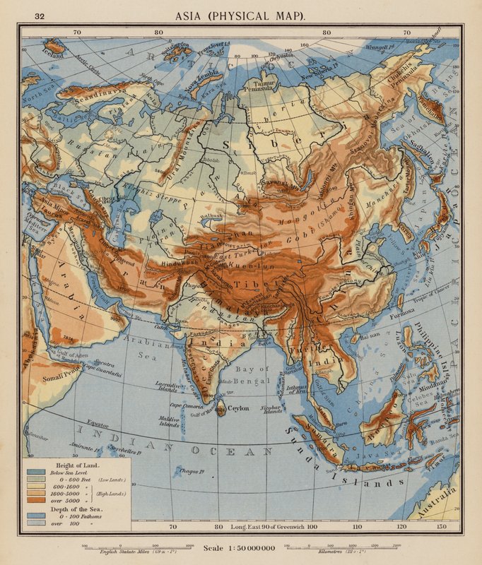 亚洲自然地理地图（彩色印刷版） 作者 英语学校