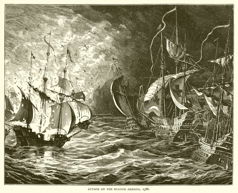 袭击西班牙无敌舰队，1588年 作者 英语学校