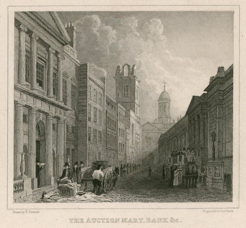 拍卖市场，St Bartholomews Lane，伦敦和银行 作者 英语学校