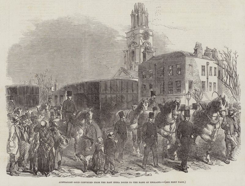 Australian Gold conveyed from the East India Docks to the Bank of England (engraving) 作者 英语学校