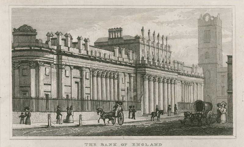 英格兰银行，John Soanes南前线，1823年 作者 英语学校
