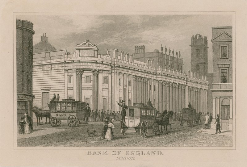 英格兰银行，John Soanes南前线，1823年 作者 英语学校
