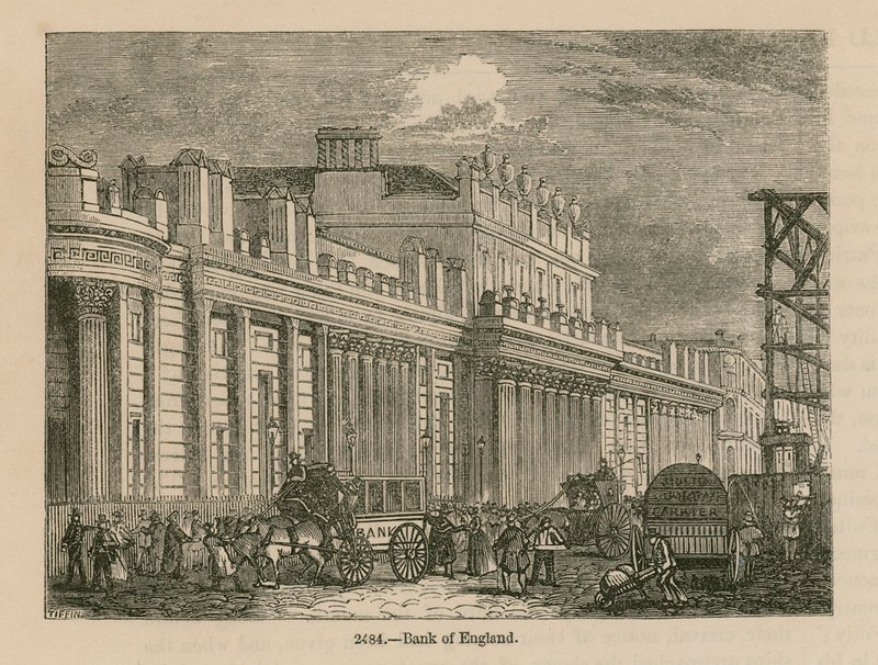 英格兰银行，John Soanes南前线，1823年 作者 英语学校
