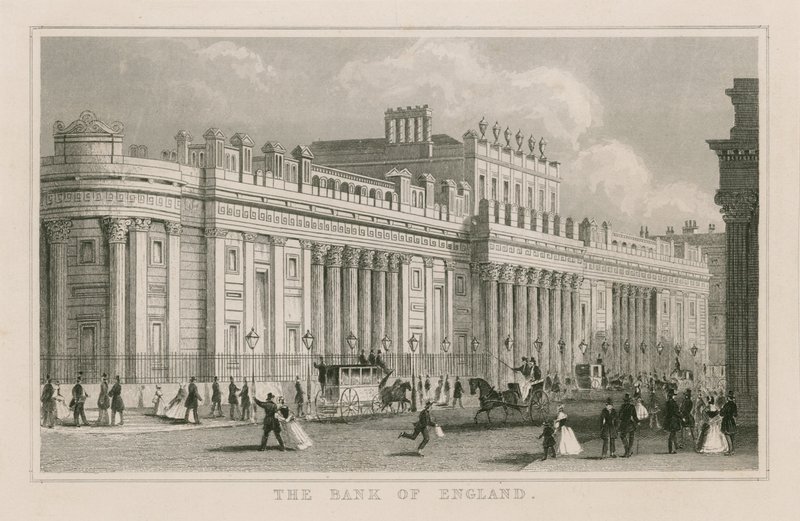 英格兰银行，John Soanes南前线，1823年 作者 英语学校