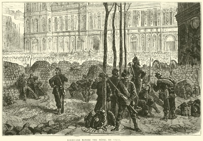 1871年3月在Hotel de Ville酒店门前开设的街垒 作者 英语学校