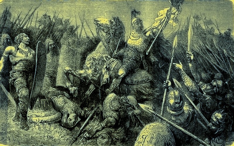Belisarius带领罗马军队对抗哥特人，来自“世界图解史”的插图，出版于1880年（数字增强图像） 作者 英语学校