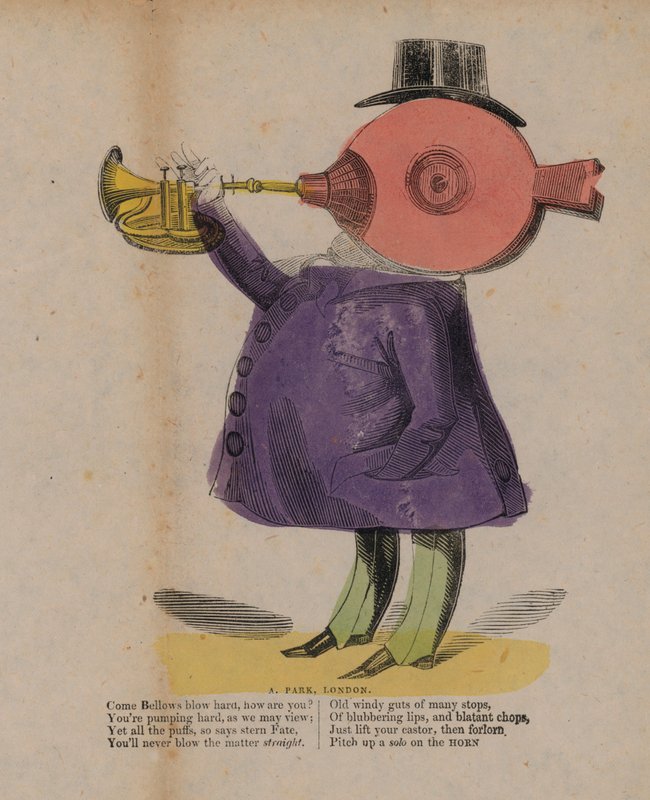 Bellows blowing a horn (coloured engraving) 作者 英语学校