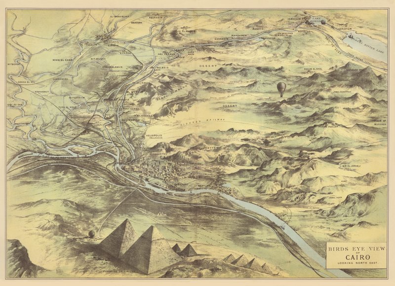 Birds Eye View of Cairo (chromolitho) 作者 英语学校