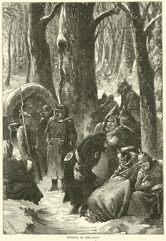 露营地在雪中，1870年11月 作者 英语学校