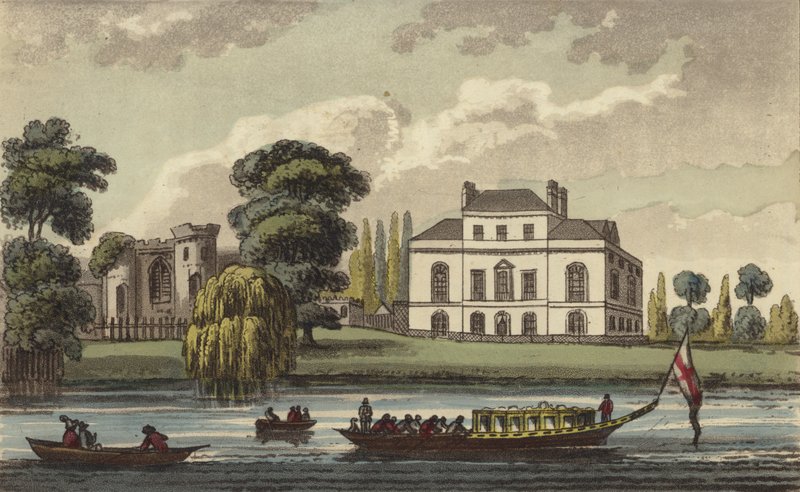 Brandenburg House, Hammersmith, London, home of Caroline of Brunswick, Queen of the United Kingdom and estranged wife of King George IV (coloured engraving) 作者 英语学校