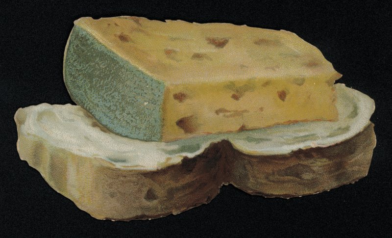 Bread and cheese shaped greetings card. (chromolitho) 作者 英语学校