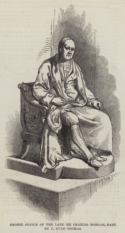 已故查尔斯-摩根爵士的铜像，男爵，J-埃文-托马斯（雕刻）。 作者 英语学校