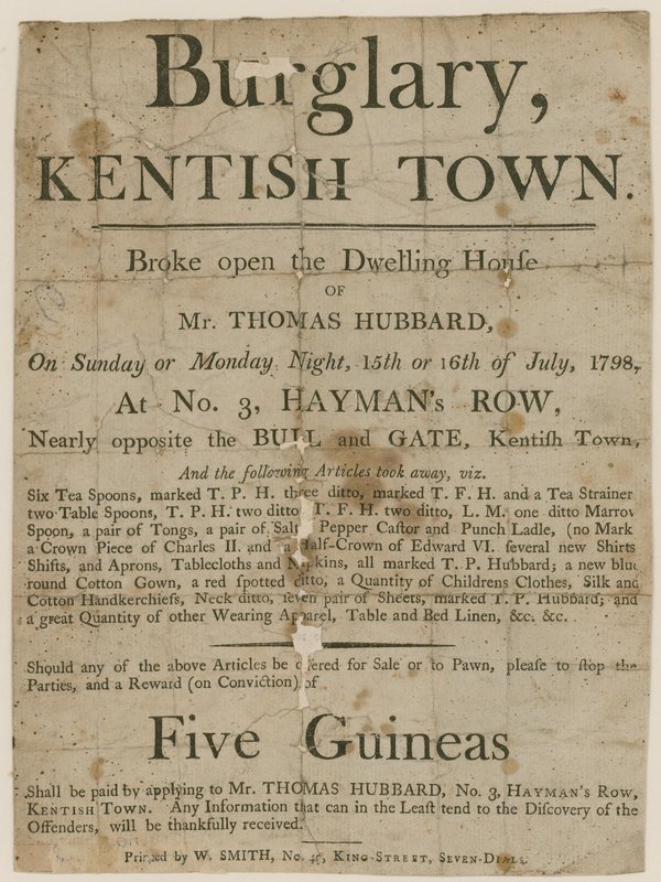 1798年在肯特镇入室盗窃。奖励5英镑 作者 英语学校