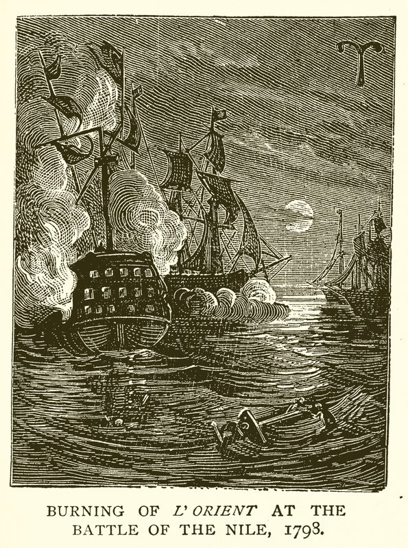 1798年在尼罗河战役中燃烧了LOrient 作者 英语学校