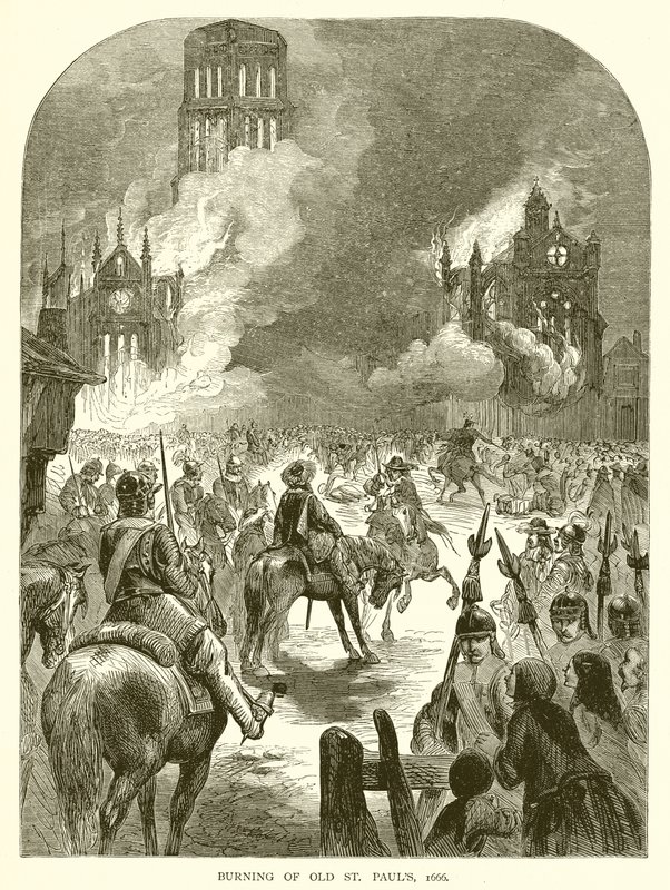 燃烧的旧圣保罗，1666年 作者 英语学校