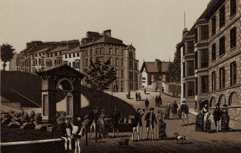 Buxton: St Anns Well and Hall Bank (litho) 作者 英语学校