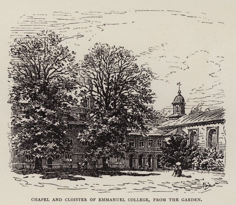 Cambridge: Chapel and Cloister of Emmanuel College, from the Garden (etching) 作者 英语学校
