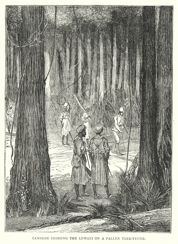 Cameron crossing the Luwati on a Fallen Tree-Trunk (engraving) 作者 英语学校