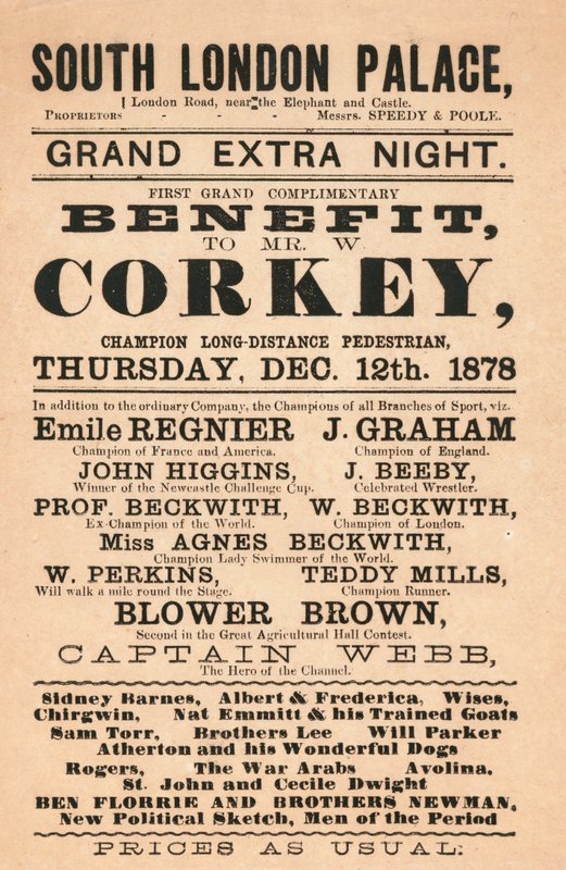 韦伯上尉，海峡的英雄，Corkey的行人，Beckwiths（游泳者）和其他人在南伦敦宫，1878年 作者 英语学校