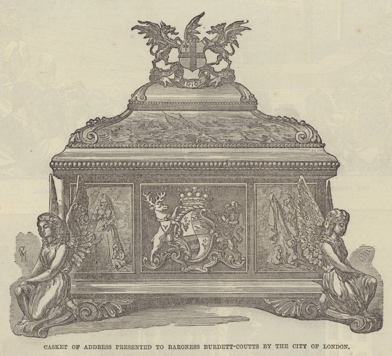 伦敦金融城赠送给 Baroness Burdett-Coutts 的讲话棺材（雕刻） 作者 英语学校