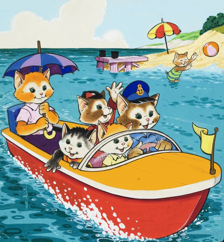 在摩托艇的猫科 作者 英语学校