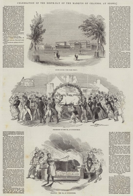 Chandos 侯爵诞辰纪念日，在 Stowe（雕刻） 作者 英语学校