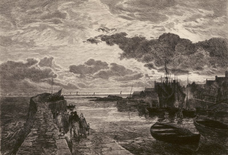 赛拉迪克港，由 Chauvel 根据 Sam Bough（石版画）蚀刻而成 作者 英语学校